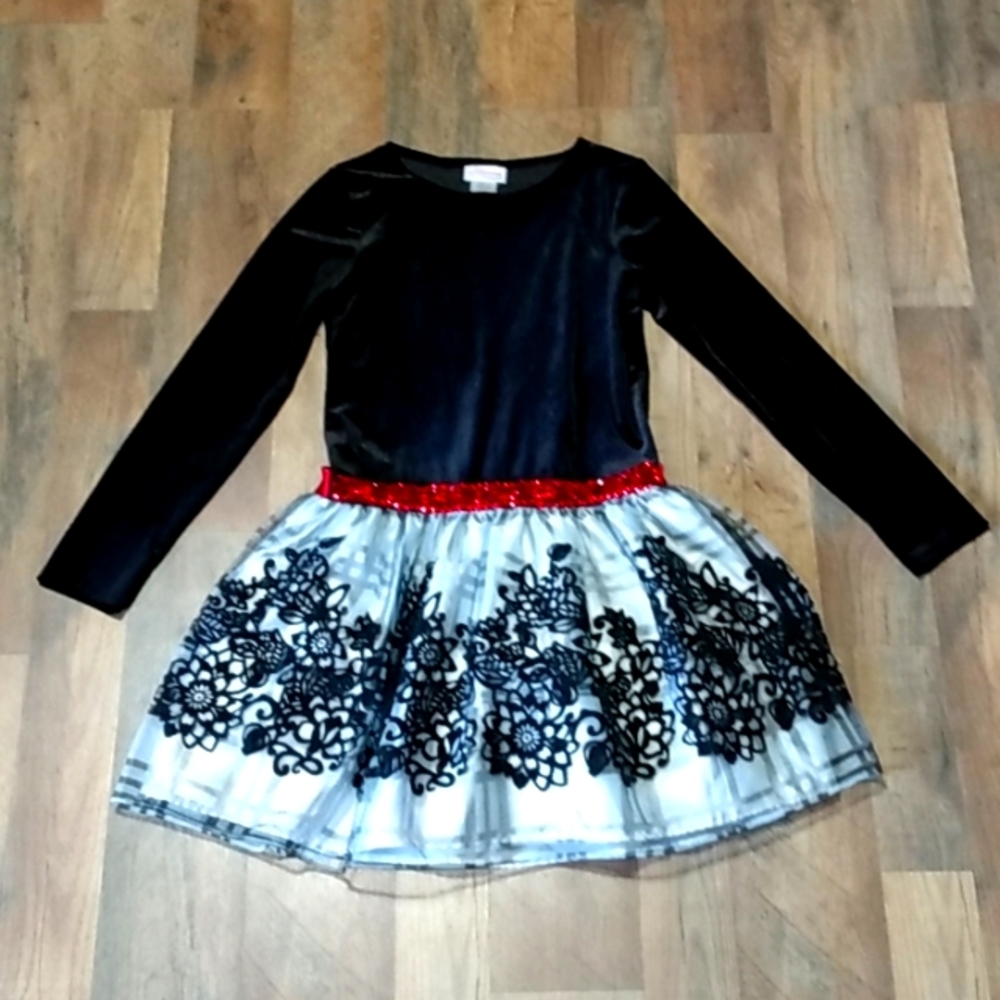 Bloome Velvet Top Holiday Party Dress Girls Size: 12